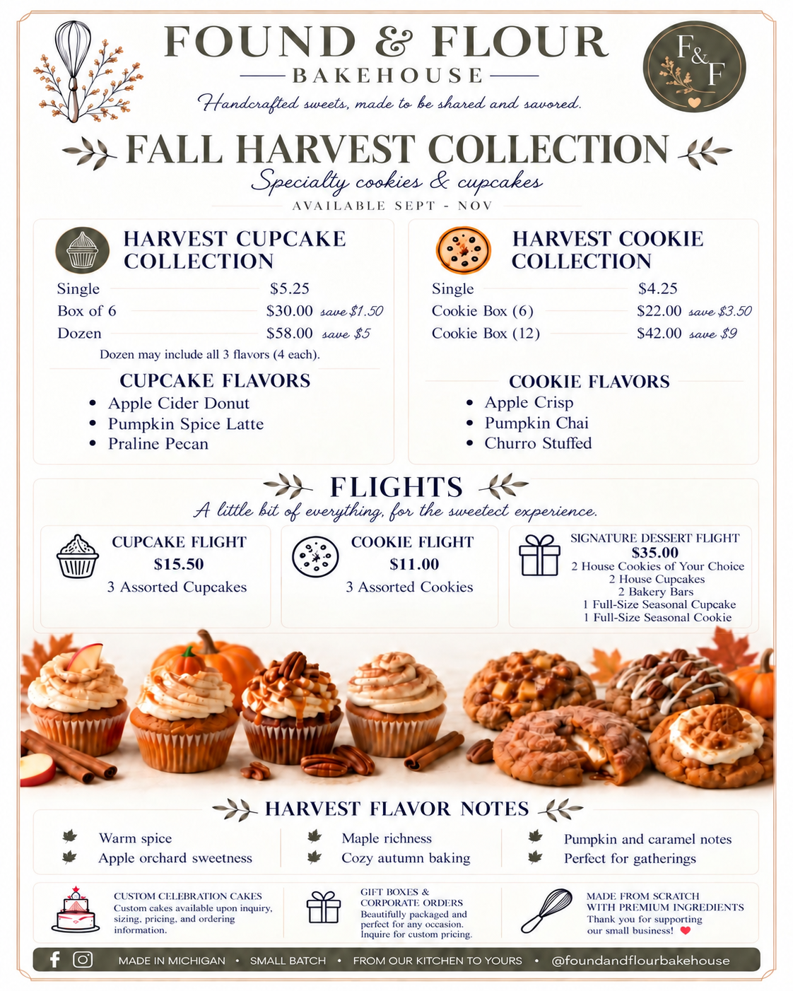 Found and Flour Bakehouse Fall Harvest menu